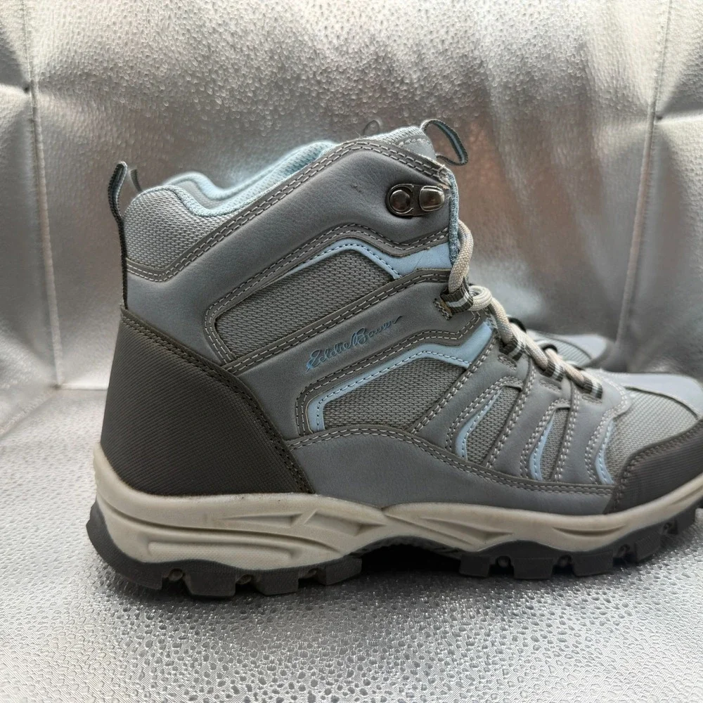Size 9.5 Eddie Bauer Williamette Gray Blue Mens Mid Top Trail Hiking Boots‎